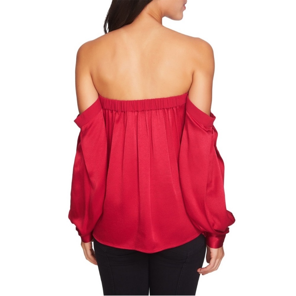 1.STATE Off the Shoulder Red Satin Top Size XS NWT